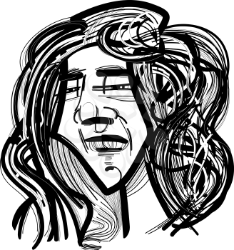 Royalty Free Clipart Image of a Man With Long Hair