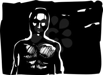Royalty Free Clipart Image of a Man Drawn in Shadow