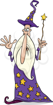 Royalty Free Clipart Image of a Wizard With a Wand