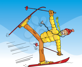 Royalty Free Clipart Image of a Man With a Stethoscope on Skis