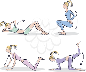 Royalty Free Clipart Image of a Woman Doing Exercises