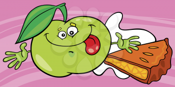 Royalty Free Clipart Image of a Green Apple and Pie