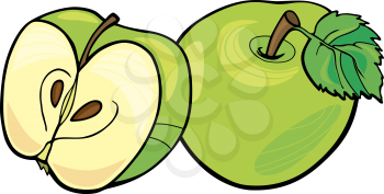 Royalty Free Clipart Image of a Whole Green Apple and a Sliced One