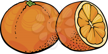 Royalty Free Clipart Image of a Whole Orange and a Sliced Orange