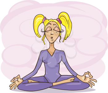 Royalty Free Clipart Image of a Girl Meditating