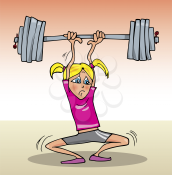 Royalty Free Clipart Image of a Girl Lifting Weights
