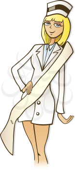 Royalty Free Clipart Image of a Nurse With a Sash