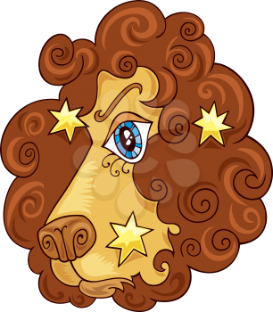 Royalty Free Clipart Image of a Lion Representing the Zodiac Sign of Leo