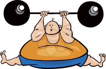Royalty Free Clipart Image of a Fat Person Holding a Barbell