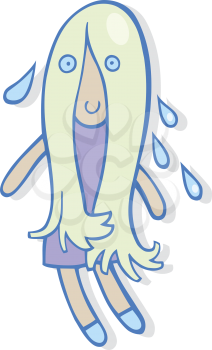 Royalty Free Clipart Image of a Girl Dripping Water