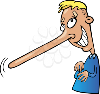 Royalty Free Clipart Image of a Boy With a Long Nose