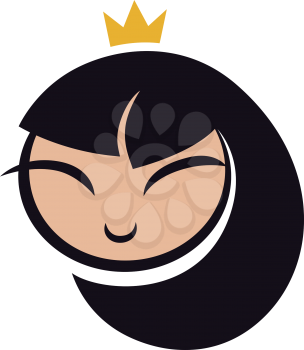 Royalty Free Clipart Image of a Smiling Brunette Girl Wearing a Crown
