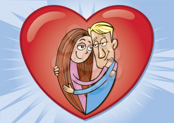 Royalty Free Clipart Image of a Couple in a Heart