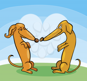 Royalty Free Clipart Image of Two Dachshund