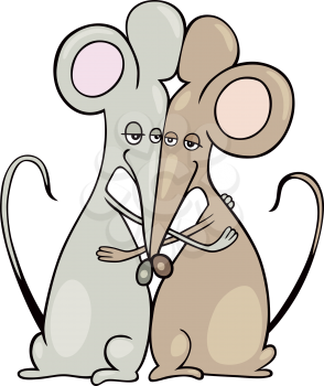 Royalty Free Clipart Image of Mice in Love