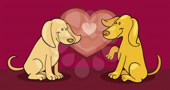 Royalty Free Clipart Image of Two Puppies in Love