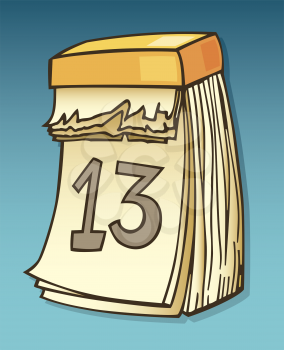 Royalty Free Clipart Image of the Number 13 on a Wall Calendar
