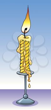 Royalty Free Clipart Image of a Burning Candle With Dripping Wax