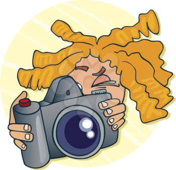 Royalty Free Clipart Image of a Young Person With a Camera