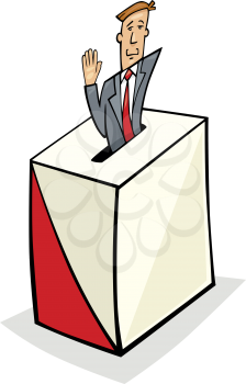 Royalty Free Clipart Image of a Man in a Ballot Box