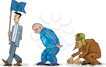 Royalty Free Clipart Image of a the Evolution of a Politician