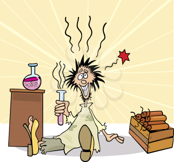 Royalty Free Clipart Image of a Scientist on the Floor Holding a Test Tube
