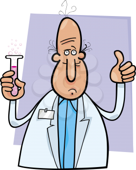 Royalty Free Clipart Image of a Scientist With Vial