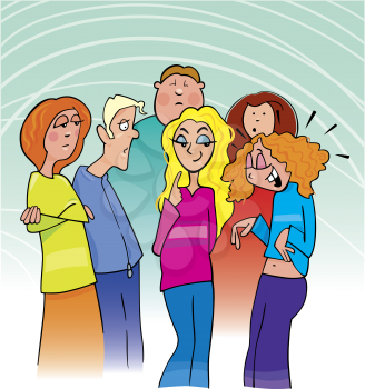 Royalty Free Clipart Image of a Group of Teens