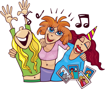 Royalty Free Clipart Image of Women Partying