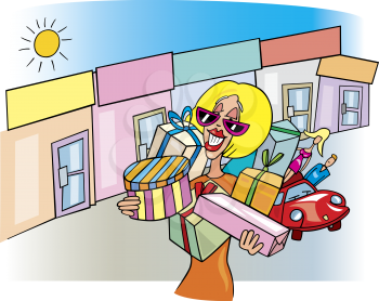 Royalty Free Clipart Image of a Woman Shopping