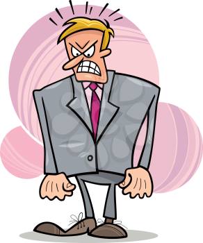 cartoon humorous illustration of very angry boss