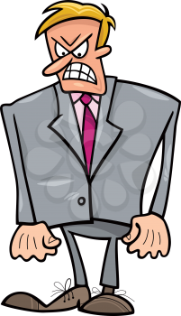 cartoon humorous illustration of very angry businessman