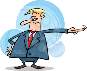 cartoon humorous illustration of angry boss firing somebody
