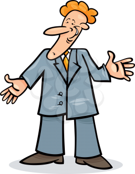 cartoon illustration of funny man in suit