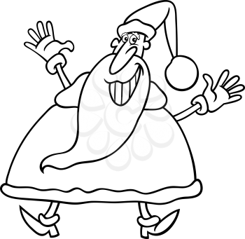 Cartoon Illustration of Happy Christmas Santa Claus for Coloring Book