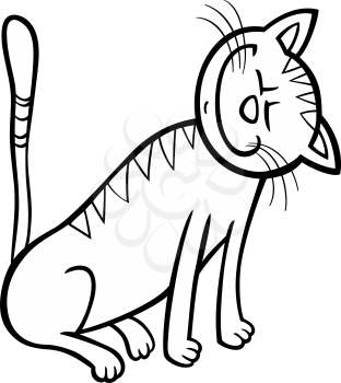 Royalty Free Clipart Image of a Cat With Its Head Tipped