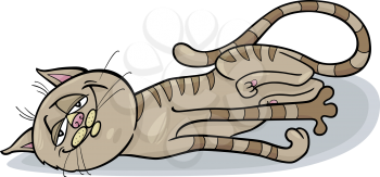 Royalty Free Clipart Image of a Sleepy Cat