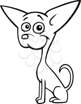 Cartoon Illustration of Funny Purebred Chihuahua Dog for Coloring Book 