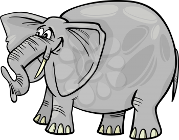 Cartoon Illustration of Funny Gray African Elephant