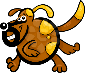 Cartoon Illustration of Funny Running Playful Dog or Puppy