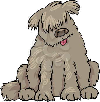 Cartoon Illustration of Funny Purebred Newfoundland Dog or Labrador Doodle or Briard