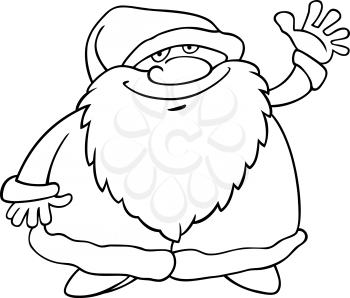 Cartoon Illustration of Funny Christmas Santa Claus or Papa Noel for Coloring Book or Page