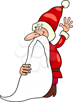 Cartoon Illustration of Funny Father Christmas or Santa Claus or Papa Noel