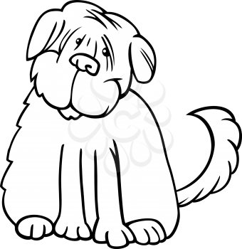 Cartoon Illustration of Funny Purebred Tibetan Terrier Dog or Labrador Doodle or Briard for Coloring Book