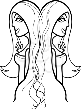 Royalty Free Clipart Image of Two Women Representing the Symbol for Gemini