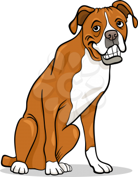 Cartoon Illustration of Funny Boxer Purebred Dog
