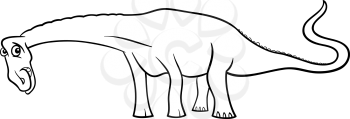 Cartoon Illustration of Diplodocus Dinosaur Prehistoric Reptile Species for Coloring Book or Page