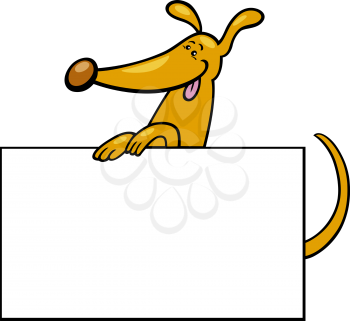 Cartoon Illustration of Funny Dog with White Card or Board Greeting or Business Card Design