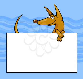 Cartoon Illustration of Funny Dog with White Card or Board Greeting or Business Card Design