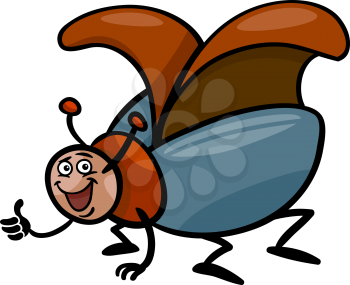 Cartoon Illustration of Funny Beetle or Cockchafer Insect
